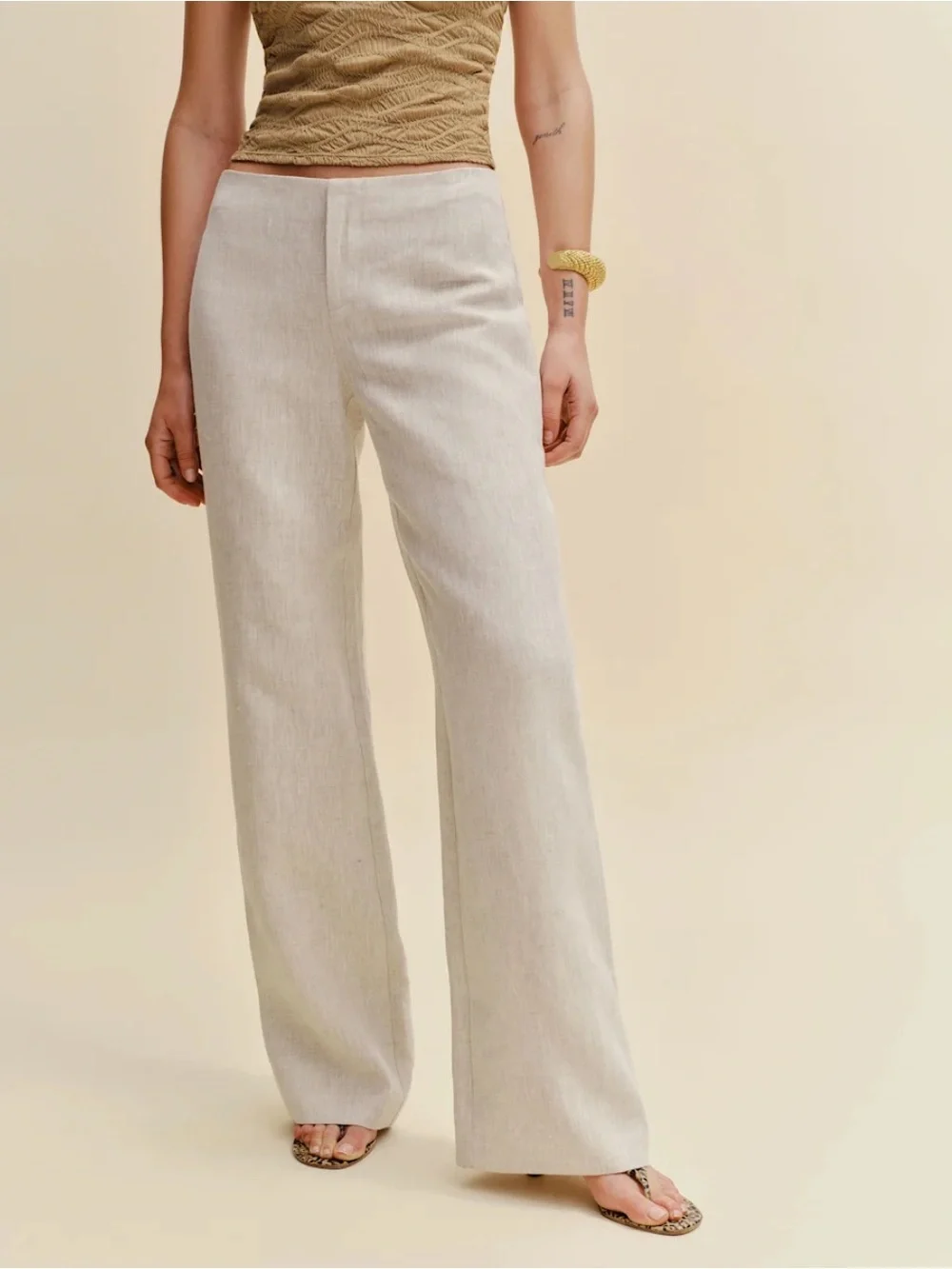 Reformation Vida Linen Pants in Oat - Petite Size 0 fit - SEE DESCRIPTION